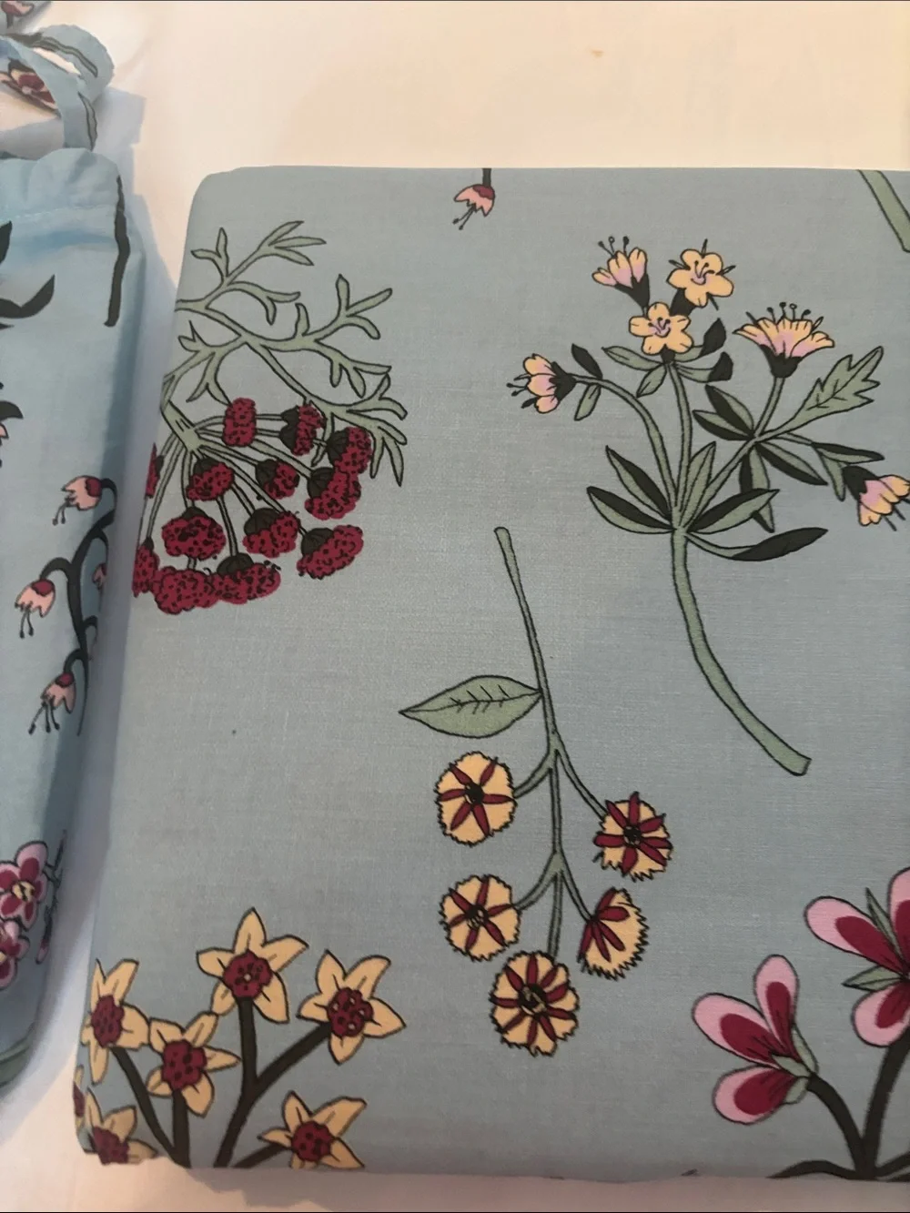 Urban Outfitters Floral Cotton Duvet Cover w/ 2 cases Sz Full/Queen Light Blue
